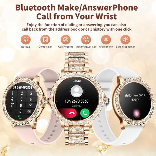 Vista 3 de Relojes inteligentes para mujer (respuesta/hacer llamadas), más de 120 relojes inteligentes deportivos para Android iOS, pantalla HD de 1.32
