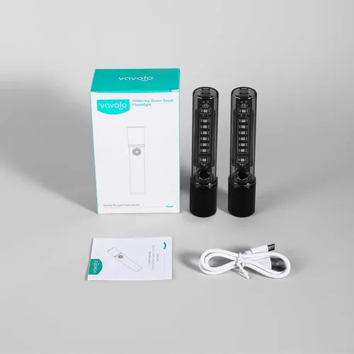 Vista 8 de VAVOFO Linterna LED, cuerpo de aluminio, linterna LED EDC púrpura - USB-C recargable, impermeable, enfoque de zoom, 3 modos, estroboscópico