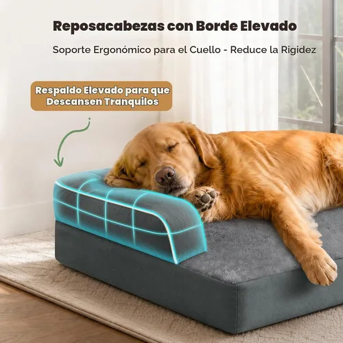 Vista 2 de MEKIY Cama ortopédica impermeable para perros, sofá para mascotas con cojín Gris oscuro