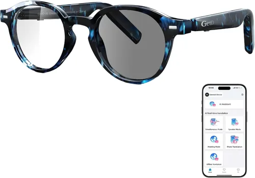 Vista 9 de Gafas de sol inteligentes GetD AI, traducción en tiempo real, audio de oído abierto Bluetooth For Business Meetings Travel & Daily Use, Languages