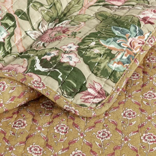 Vista 7 de Chezmoi Collection Delaney - Juego de edredón de 2 piezas, diseño floral de retazos prelavados, 100% algodón, tamaño individual