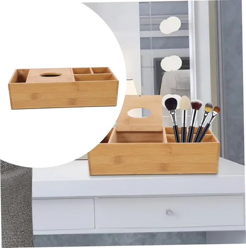 Vista 7 de EXCEART Caja de almacenamiento de bambú, organizador de almacenamiento de gafas para ojos, soporte para gafas, soporte para bolígrafo, organizador