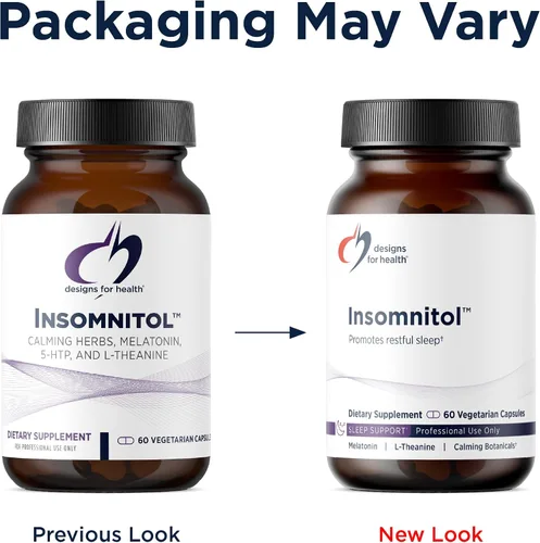 Vista 3 de Designs for Health Cápsulas de insomnitol – Ayuda para dormir para adultos con melatonina, L-teanina + 5-HTP – hierbas calmantes valeriana, bálsamo
