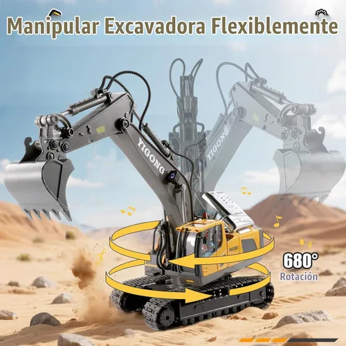 Vista 2 de LUDILO Juguetes de excavadora a control remoto para niños de 6 años