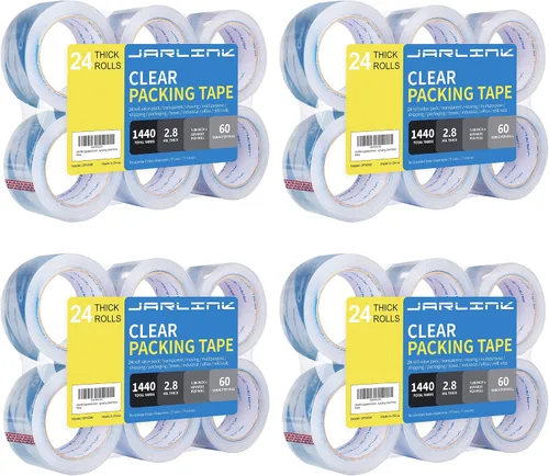 Vista 8 de JARLINK 12 rollos de cinta de embalaje ultra transparente 2.7mil Thick and 1.88" Wide. 60 Yards per Roll, 720 Total Yards. Heavy Duty Packaging
