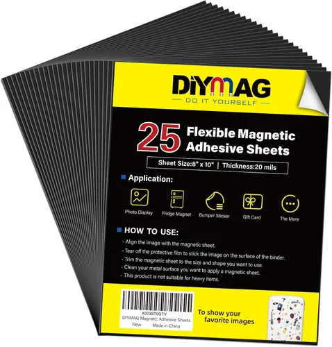 Vista 22 de DIYMAG Imanes para tarjetas de visita de 3.5 x 2 pulgadas, 45 paquetes de láminas magnéticas flexibles con adhesivo despegable y pegajoso, imán