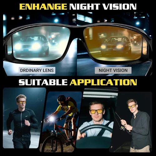 Vista 3 de Anti Glare Polarized Night Driving Glasses，Fit Over Prescription Eyeglasses for Men Women