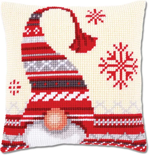Vista 8 de Vervaco Kit de cojín de punto de cruz Elfo de Navidad 2 16" x 16