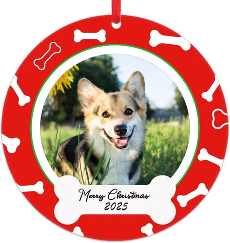 Vista 8 de PETCEE Adornos de gato para árbol de Navidad - Mi Primera Navidad Ornamento 2025 Marco de fotos de gatito Adornos personalizados para colgar fotos