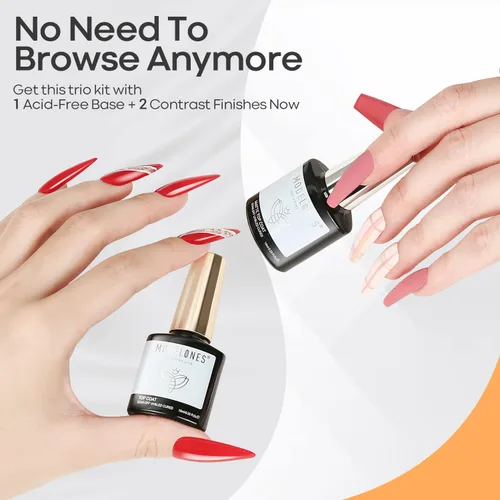 Vista 6 de modelones Gel Top Base Coat Set No Wipe Glossy Matte Finish 3PCS A-transparente-3