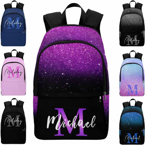 Vista 28 de MyPupSocks Mochila escolar personalizada con nombre personalizado mochila unisex, Multi 00, Personalizado