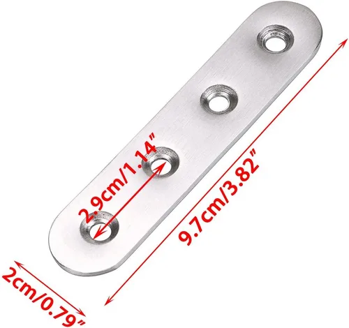 Vista 2 de Sumnacon 8 placas planas de acero inoxidable – Placa de reparación resistente de 4 pulgadas, soportes de esquina recta, conectores de reparación