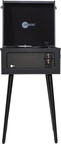 Vista 2 de Arkrocket Discovery II Tocadiscos retro de 3 velocidades con Bluetooth, consola con altavoces integrados y patas extraíbles (negro)