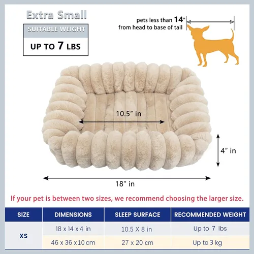 Vista 3 de Tiny Pet Bed for Extra Small Dogs & Cats, Square Washable 18x14 Cat Bed with High Sides, Rectangle Calming Cat Beds for Indoor Kittens and Puppy