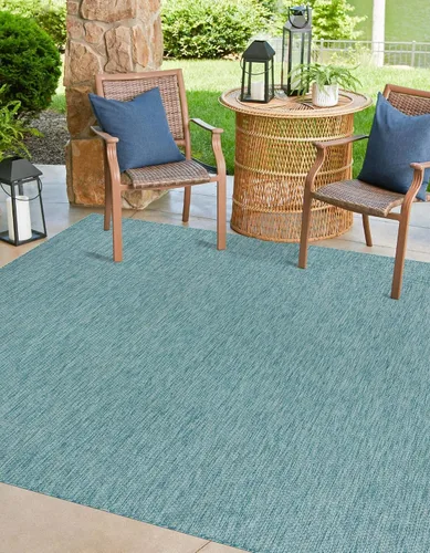 Vista 38 de Unique Loom Collection - Alfombra casual de transición sólida jaspeada para interiores y exteriores