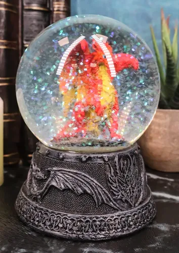 Vista 7 de Ebros - Figura pequeña de globo de agua con purpurina de 4.5 pulgadas de alto, globo de agua de dragón volcánico de lava y fuego mítico
