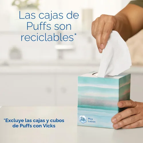 Vista 9 de Puffs - Pañuelos faciales ultra suaves, 1 caja de tamaño familiar, 124 pañuelos faciales por caja