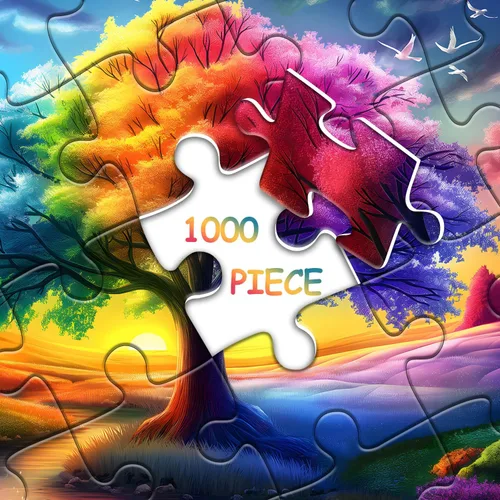 Vista 8 de Rompecabezas del Árbol del Arco Iris de la Vida para Adultos de 1000 Piezas, Rompecabezas de Gradiente de Paisaje Colorido, Rompecabezas