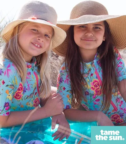 Vista 5 de Tame the Sun Traje de baño de manga larga para niña, con volantes, UPF 50+ con cremallera, traje de baño para edades de 3 a 12 años