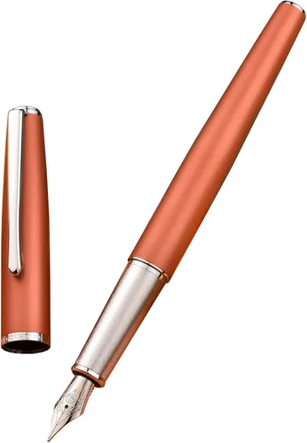 Vista 9 de Hongdian 920 - Pluma estilográfica de metal negro, chapado en oro rosa, pluma de escritura suave, pluma clásica con convertidor de tinta