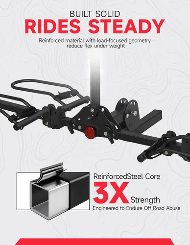 Vista 7 de Young - Portabicicletas para 2 bicicletas, plataforma para montaje en autos, camiones y minivans, compatible con bicicletas con ruedas de hasta 5