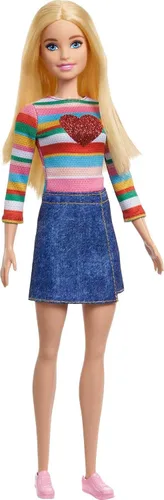 Vista 10 de Muñeca Barbie Extra y accesorios con aspecto brillante, cabello de fantasía rosa y morado y gorro de neón con cachorro mascota Blanco