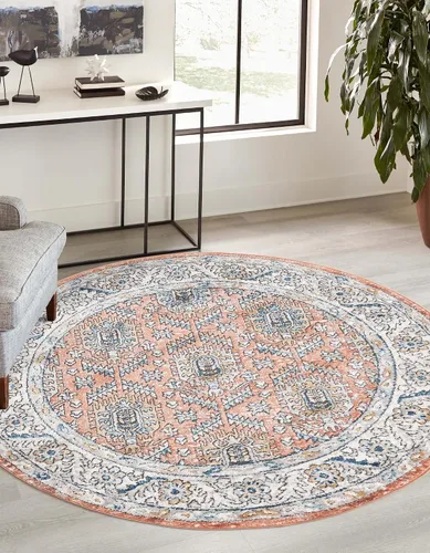 Vista 23 de Unique Loom Colección Nyla - Alfombra de área - Princesa (2 pies x 3 pies 1 pulgada, rectangular, rosa salmón/marrón)