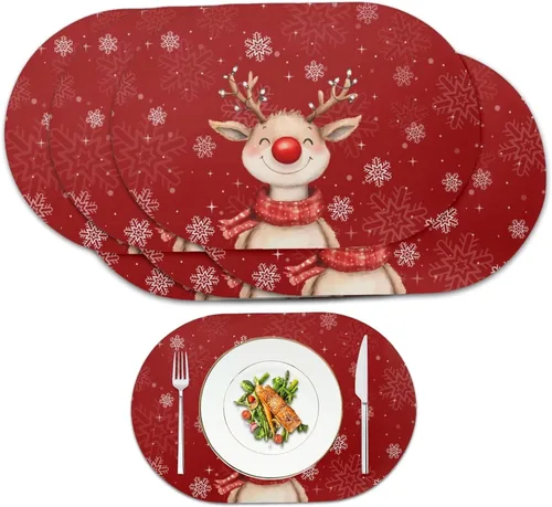 Vista 61 de Autumn Placemats Set of 2 Waterproof Wipeable 12X18 Inch Faux Leather Non Slip Heat Resistant Mats for Thanksgiving Dinner Outdoor Decor