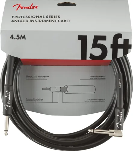 Vista 7 de Fender - Cable de instrumento de la serie profesional, cable de guitarra, accesorios de guitarra, ángulo/ángulo, negro, 6 pulgadas, paquete de 2