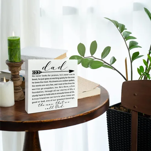 Vista 3 de Regalos para papá de hija, hijo, niños, caja de madera con texto en inglés