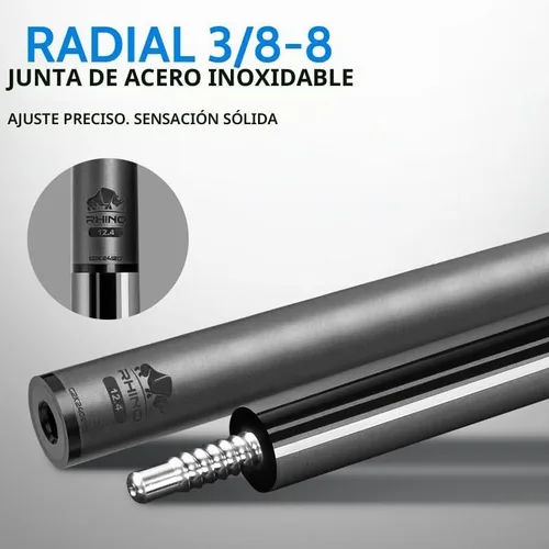 Vista 4 de RHINO Nebula 2 Low Deflection Carbon Pool Cue - Sport Wrap Gris-Carbón