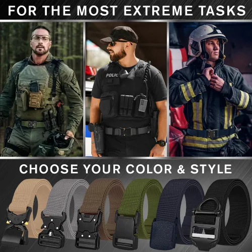 Vista 7 de TECEUM Cinturón táctico – Resistente y de liberación rápida – Militar, Trabajo, Rigger, Duty & Utility Belt para hombre, Hebilla 7 - Verde
