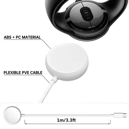 Vista 7 de 2 cables de carga USB C para Google Pixel-Watch 1, soporte magnético de repuesto USB tipo C, para Google Pixel Smartwatch 1