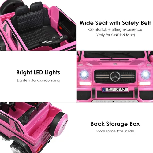 Vista 6 de COSTZON - Automóvil eléctrico para niños con licencia Mercedes-Benz Maybach, batería de 12 V, 2 motores, control remoto, 3 velocidades, luces, Rosa