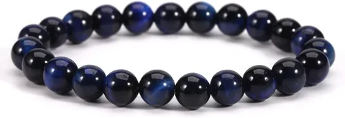 Vista 4 de WuCuifu Pulseras de ojo de tigre con cuentas de piedras preciosas naturales de 0.315in para hombres y mujeres, pulseras de cristales curativos