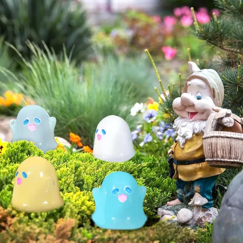 Vista 4 de Liliful 24 piezas de mini resina fantasma, luminosas, lindas figuras en miniatura que brillan en la oscuridad, pequeñas figuras de resina fantasma