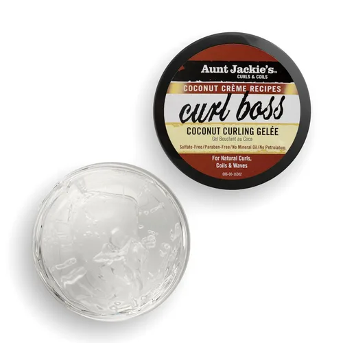Vista 5 de Aunt Jackie's Coconut Crème Recipes Curl Boss Gel de pelo rizado de coco para rizos naturales, bobinas y ondas, 15 onzas