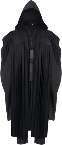 Vista 8 de Disfraz de caballero para hombre, túnica con capucha para Halloween, cosplay Negro