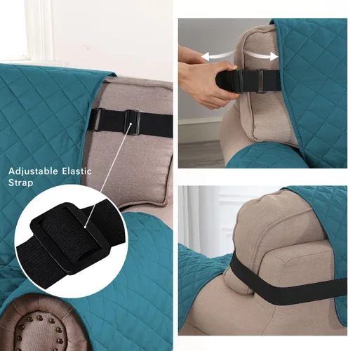 Vista 69 de H.VERSAILTEX Funda de sofá resistente al agua para sofá de 3 cojines, reversible, protector de muebles acolchado con correa elástica, funda de sofá