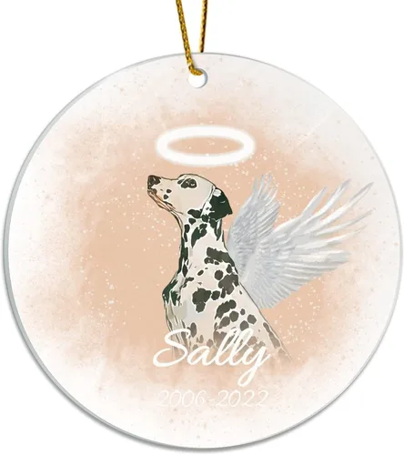 Vista 3 de Personalized Acrylic Pet Memorial Ornament, Acrylic, English Setter Hanging Keepsake, Dog Remembrance Ornament, Dog Gifts, Dog Angel Wings Ornament