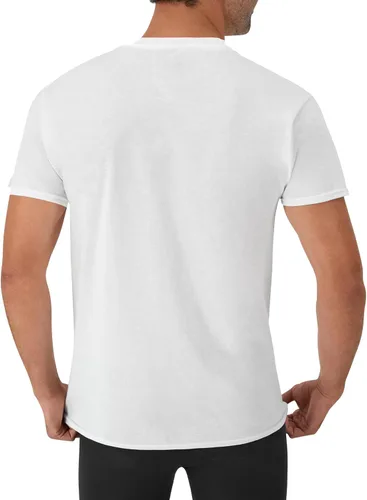 Vista 4 de Hanes Paquete de camiseta interior para hombre, camiseta de algodón con cuello en V, camisetas que absorben la humedad para hombres, paquete de 12