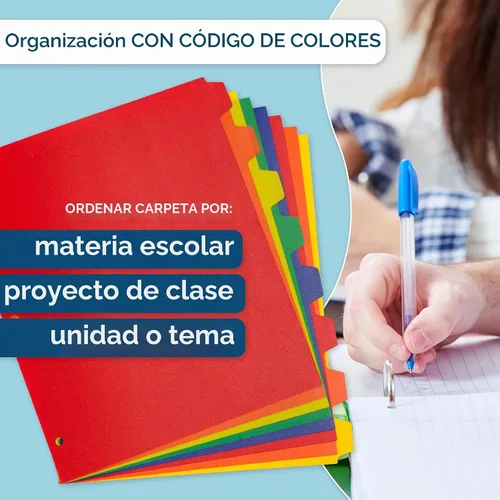 Vista 5 de Blue Summit Supplies Paquete de 24 separadores de plástico de 8 pestañas, separadores de plástico resistentes para carpetas de 3 anillos con 3