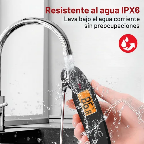 Vista 4 de ThermoPro TP605 Termómetro Digital de Lectura Instantánea para Carne para Cocinar, Termómetro de Alimentos Impermeable con Retroiluminación