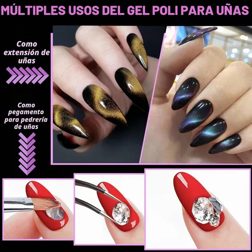 Vista 5 de Kit de uñas de gel de polietileno EBANKU ojo de gato, gel de extensión de 6 colores Kit profesional de mejora de uñas de gel magnético