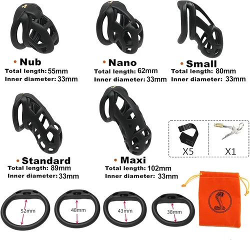 Vista 7 de Jaula de castidad 3.0 de resina, dispositivo de castidad masculino con 4 anillos para el pene, jaula de castidad masculina, jaula de castidad