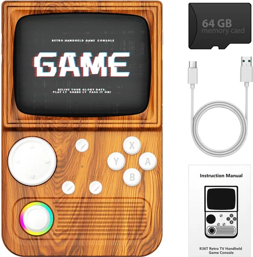Vista 10 de R36T - Consola de juegos de mano retro, consola de juegos retro portátil con pantalla inspirada en CRT de 3.5 pulgadas, clásicos Arcade de 3500 mAh