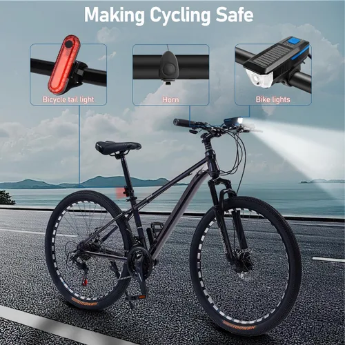 Vista 7 de LEDHOLYT Rechargeable Solar Bike Lights, Night Ultra Bright Bicycle Lights