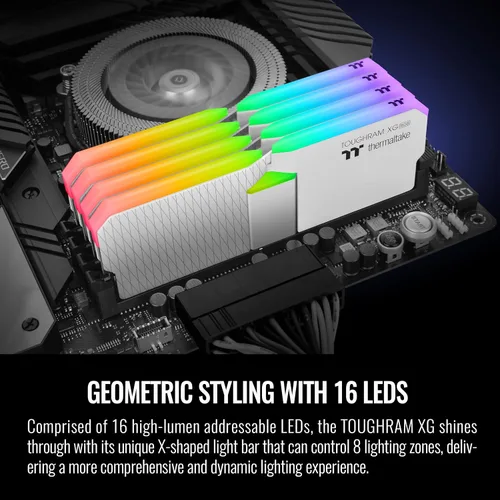 Vista 5 de Thermaltake TOUGHRAM XG RGB Blanco DDR4 3600MHz 64GB C18 (32GB x 2) 16.8 millones de colores RGB Alexa/Razer Chroma/5V Tarjeta madre Sincable RGB