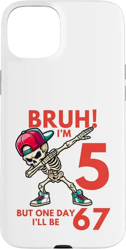 Vista 9 de Bruh I'm 5 But One-Day I'll Be 67 Retro 5th Birthday Kids Case for iPhone 17