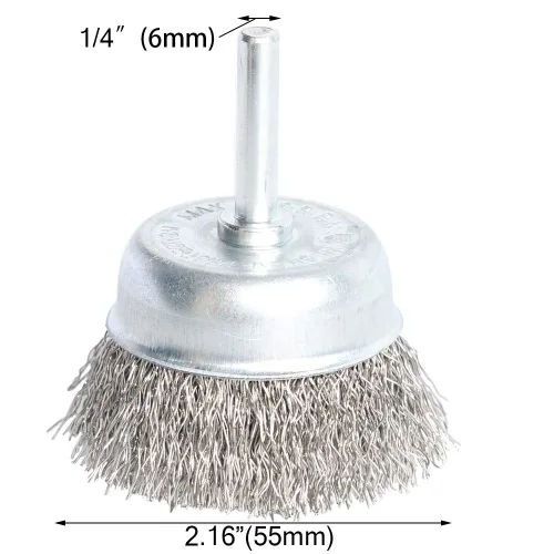 Vista 2 de Kit de cepillo de copa prensado de alambre de acero inoxidable 6PCS para taladro con vástago de 1/4 pulgadas